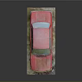 Vintage Red Car Model With Classic Design And Worn Exterior Details