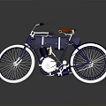 Vintage Blue Motorcycle With Brown Seat White Wheels And Chrome Details