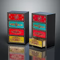 Colorful Decorative Chests of Drawers With Black Frames And Ornate Patterns Open Drawer Design