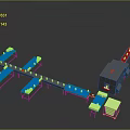 Automated Conveyor System With Robotic Arm Handling Cardboard Boxes For Logistics 3d model