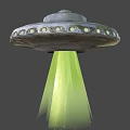 Advanced Fighter Jet With Green Beam And Circular Windows In Flight Scene