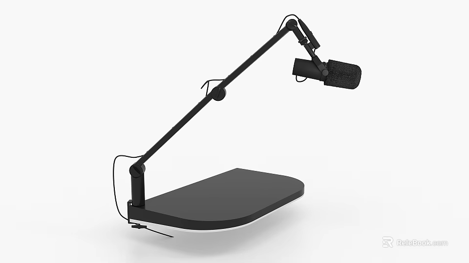 Adjustable Black Desktop Microphone Stand With Flexible Arm And Stable Base 3d model 