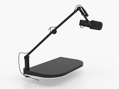 Adjustable Black Desktop Microphone Stand With Flexible Arm And Stable Base 3d model