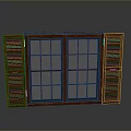 Traditional Wooden Window With Shutter Panels And Glass Grid Design