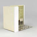 Tech Exhibition Hall Showcasing Modern Wardrobe With Compartments Shelves Drawers And Geometric Floor Tile