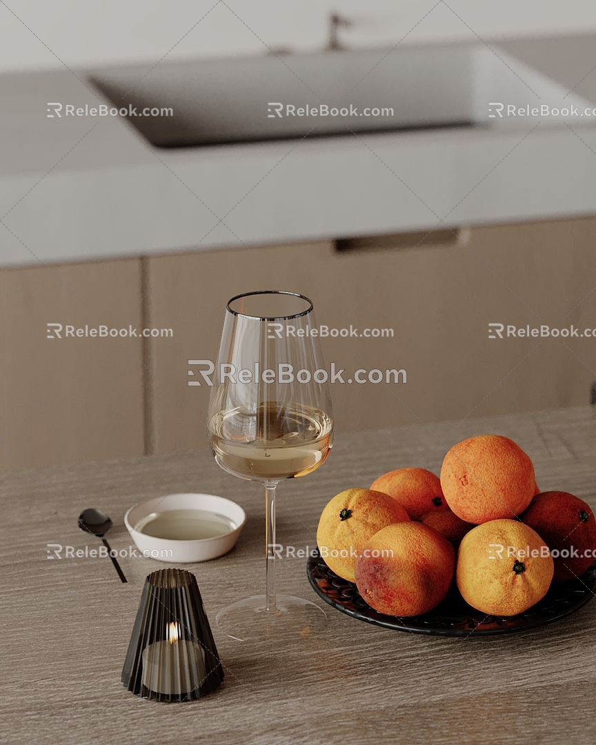 Modern ornaments combination cup candle kitchen utensils fruit 3d model