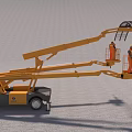 Yellow Engineering Bus With Aerial Work Platform And Hydraulic Lifting Arm 3d model