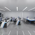 Console Office Table and Chair Combination Computer Workbench Luminous Console Command Technology Steel Middle Control Table Staff Table Station Conference Table Paperless Baking Paint Long Table Combination 3d model