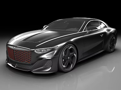 Sleek Black Luxury Sports Car Featuring Modern Design Red Grille And Black Wheels 3d model