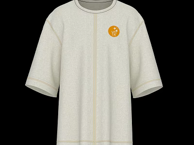 Casual White T-shirt With Short Sleeves And Yellow Circular Logo Design 3d model