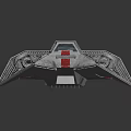 Detailed Mechanical Sci Fi Starship Design With Red Gray Details Cockpit And Engines