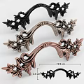 Decorative Furniture Handles with Black and Copper Ornate Leaf Carvings 12.5cm Size for Cabinets