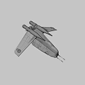 Futuristic Fighter Jet 3D Model With Gray Body Red Accents And Unique Wing Structure