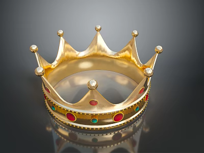Golden Crown Fashion Accessory With Red Green Gemstones And Decorative Spikes 3d model