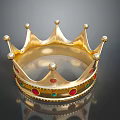 Golden Crown Fashion Accessory With Red Green Gemstones And Decorative Spikes