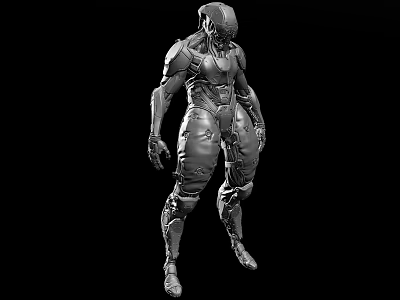 Game Movie Character 3D Model With Armored Sci Fi Design And Standing Pose 3d model