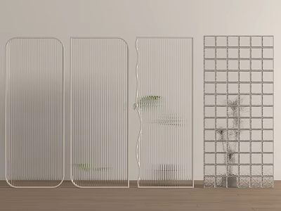 Modern glass brick partition 3d model