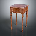 Wooden Accent Table With Carved Drawer And Decorative Turned Legs