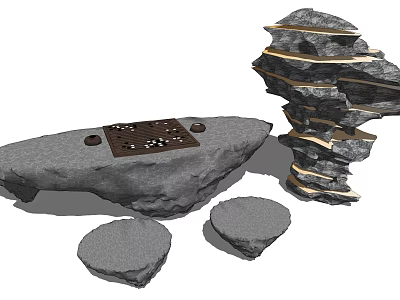 Modern Outdoor Table and Chair Stone Leisure Table and Chair Stone Chair Stone Table Stone Landscape Stone 3d model