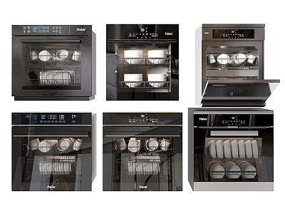 Modern Kitchen Appliances Dishwashers With Stainless Steel Design And Interior Dishes 3d model