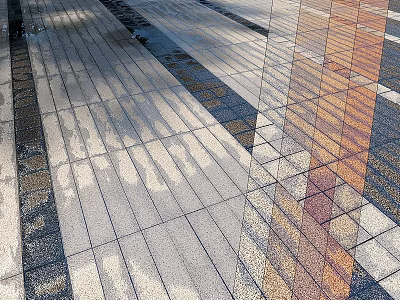 Modern Paved Ground With Colorful Tile Patterns And Shadow Effects 3d model