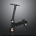 Stylish Modern Electric Scooter With Black Body Red Handlebars And Red Wheels