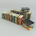 Vintage Books Collection With Colorful Covers Stacked And Arranged In Various Styles