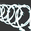 Black Metal Barbed Wire Circular Rings Arranged in a Row