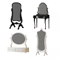 Decorative Mirrors in Black and White Designs with Carved Stands and Dresser Bases