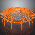 Open Orange Circular Grid Framework Pavilion With Supporting Columns Design 3d model