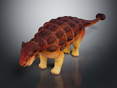 Detailed Ankylosaurus Dinosaur Model With Red Brown Armored Shell And Yellow Legs 3d model