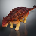 Detailed Ankylosaurus Dinosaur Model With Red Brown Armored Shell And Yellow Legs