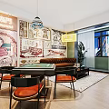 Vintage Chess and Card Room Hong Kong Style Chess and Card Room Mahjong Room Mahjong Table Combination Mahjong Hall Entertainment Space Sofa Coffee Table 3d model