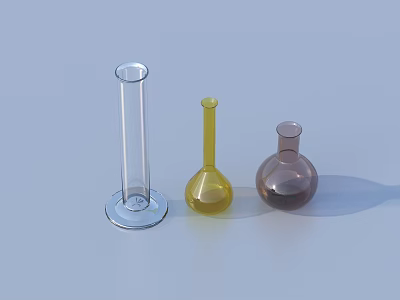 Transparent Yellow Brown Glass Decorative Containers Featuring Tall Cylindrical Pear Shaped And Spherical Designs 3d model