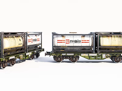 Vintage Model Railway Tank Cars With Green Chassis And White Tanks 3d model