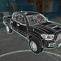 Silver Pickup Truck Parked In Urban Area With Graffiti Walls
