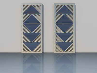 Modern Hinged Doors with Blue and White Geometric Patterns for Home Interior Design 3d model