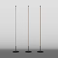 Slim Design Floor Lamps With White Warm Yellow Light On Grey Background