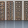 Modern Swing Doors With Geometric Perforated Patterns In Brown Finish Design 3d model