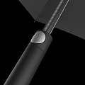 Black Straight Handle Umbrella With Metal Frame And Waterproof Fabric