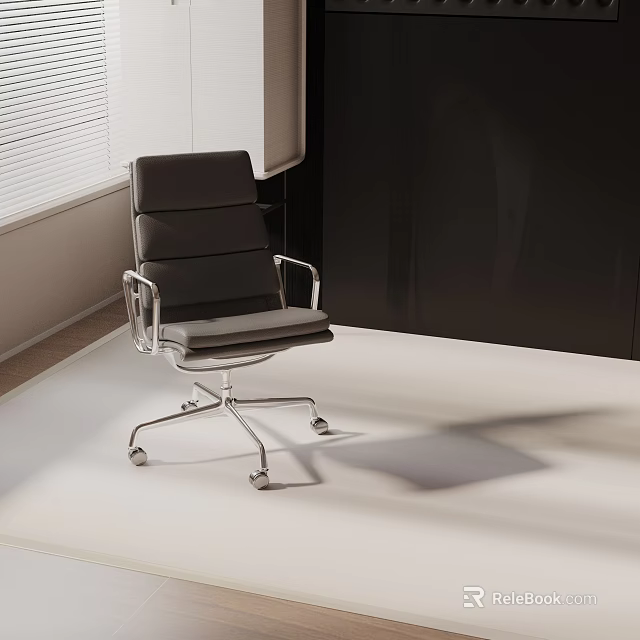 Modern Black Office Chair with Metal Frame Wheels for Comfortable Indoor Use 3d model 