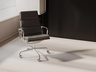 Modern Black Office Chair with Metal Frame Wheels for Comfortable Indoor Use 3d model
