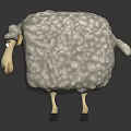Cute Cartoon Sheep Character With Fluffy White Wool And Black Hooves