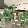 Modern Hot Pot Shop Hot Pot Shop Green 3d model