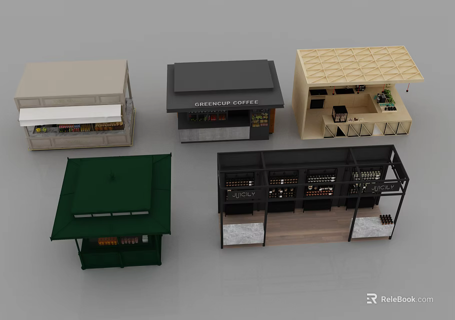Miniature Shop Models With Various Designs And Different Storefront Styles 3d model 