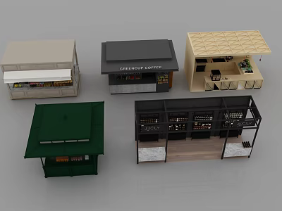Miniature Shop Models With Various Designs And Different Storefront Styles 3d model
