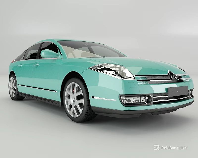 Light Blue Modern Sedan Car With Sleek Body Silver Wheels And Front Grille 3d model 