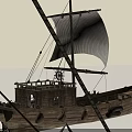 Wooden and Stone Crafted Ship Models with Intricate Sails and Hull Designs