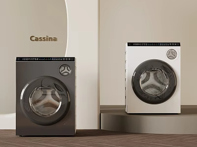 Cassina Modern Black And White Front Load Washing Machines With Stylish Design 3d model