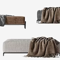 Modern Simple Sofa Bench With Soft Fabric And Warm Blankets For Living Room Decor